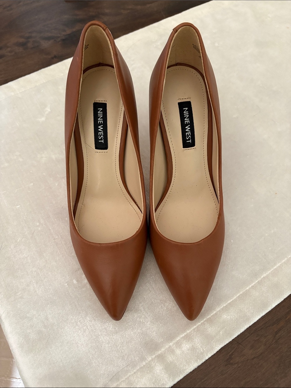 Nine West Tan Pointed-Toe Leather Pumps